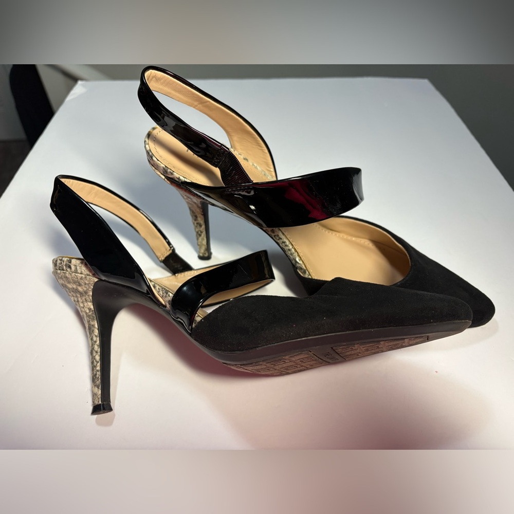 The Limited Black and Snakeskin Slip On Heels‎